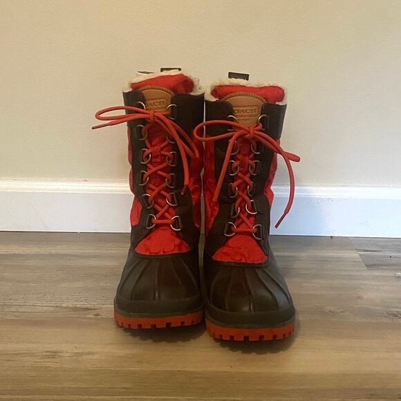 NWT Coach Laura Boots Women Size 9 Orange/Brown Rubber Duck Wool Lined - Picture 6 of 9